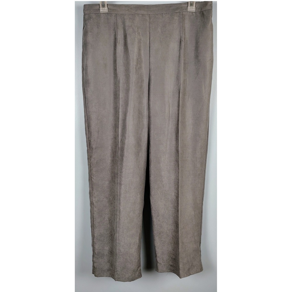 NWT Alfred Dunner Womens 16W Alexander Valley Pant Pewter Grey Faux Suede